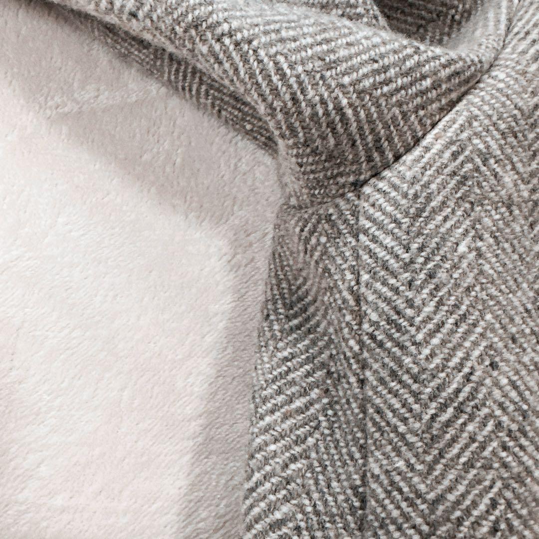 近年 マーガレットハウエル ネップヘリンボーン ツイード ラグランコート ロング