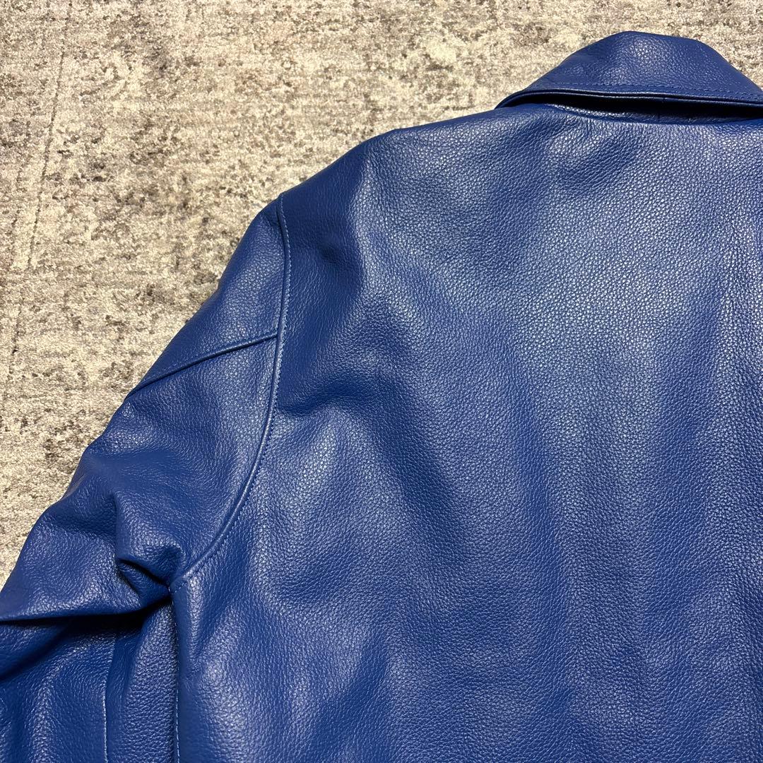 レザージャケット ライダース ドミネーター ロイヤルブルー 水牛革 サイズ44