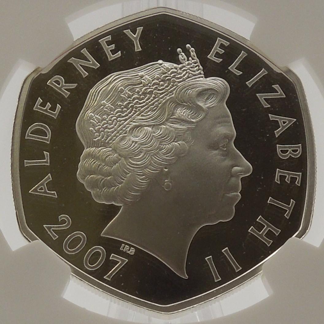 2007年 エリザベス女王結婚60周年 5ポンド 銀貨 NGC PF68UC