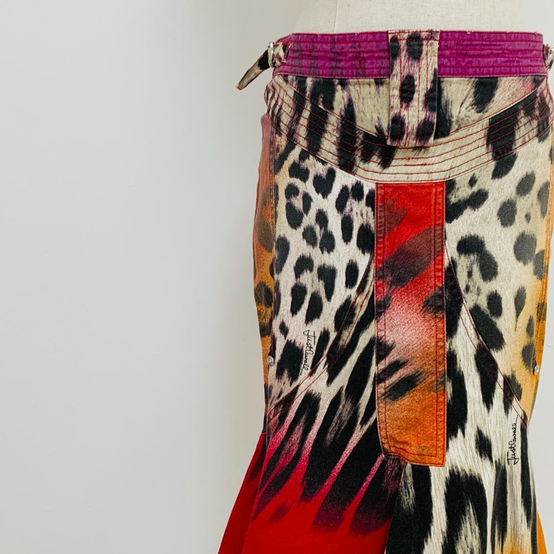 美品 JUST Cavalli レオパード柄 フレア M イタリア製 上品