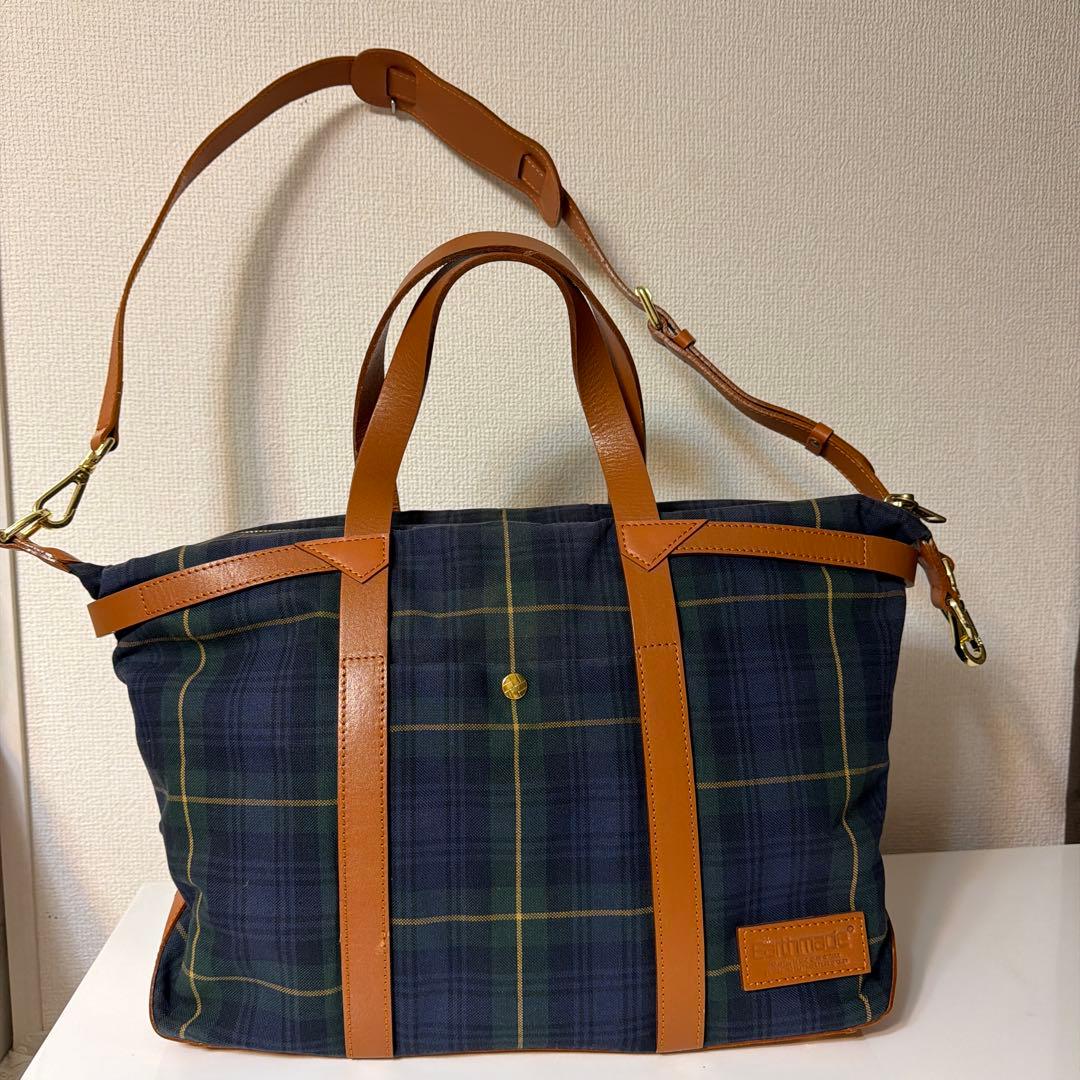 earth made ボストンバッグ チェック柄