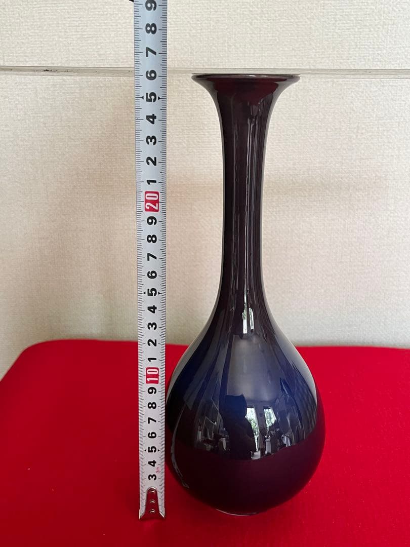 人間国宝 三代 徳田八十吉（正彦銘）深厚釉 花生 高さ約26.3㎝ T280