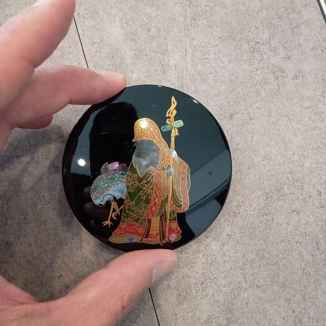 香合 寿老人蒔絵 切立天丸 鳳斉 10月