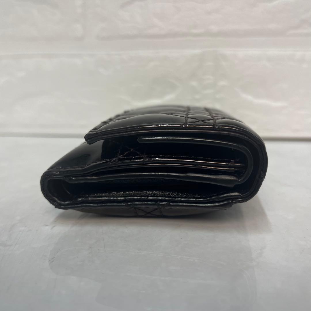 Dior 財布 レディディオール カナージュ ロータスウォレット エナメル 三折