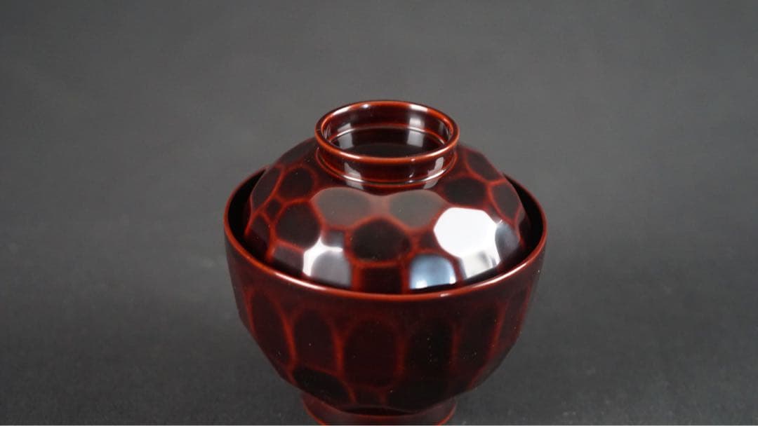 輪島塗 渦蒔絵 亀甲形 吸物椀 5客 共箱 未使用 美品