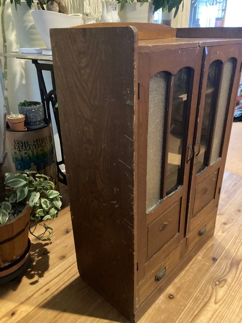 昭和レトロ　ガラスキャビネット　本棚