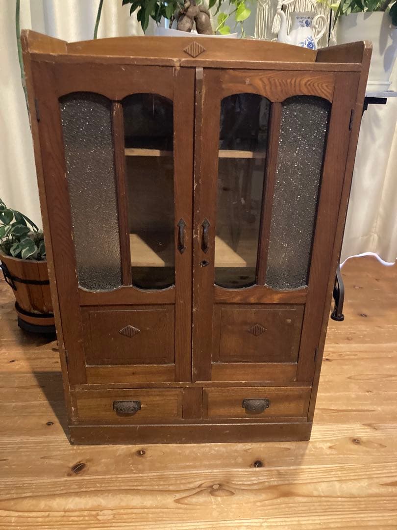 昭和レトロ　ガラスキャビネット　本棚