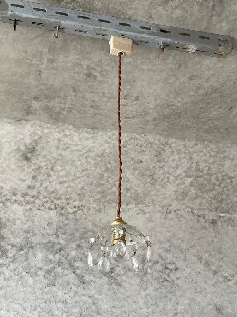 16. フランス ガラス 小さな吊下げランプ　アンティーク ミニ シャンデリア