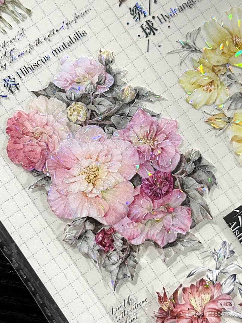 【9336】海外　マステ　5m巻　貝殻光　マスキングテープ　お花系　装飾系