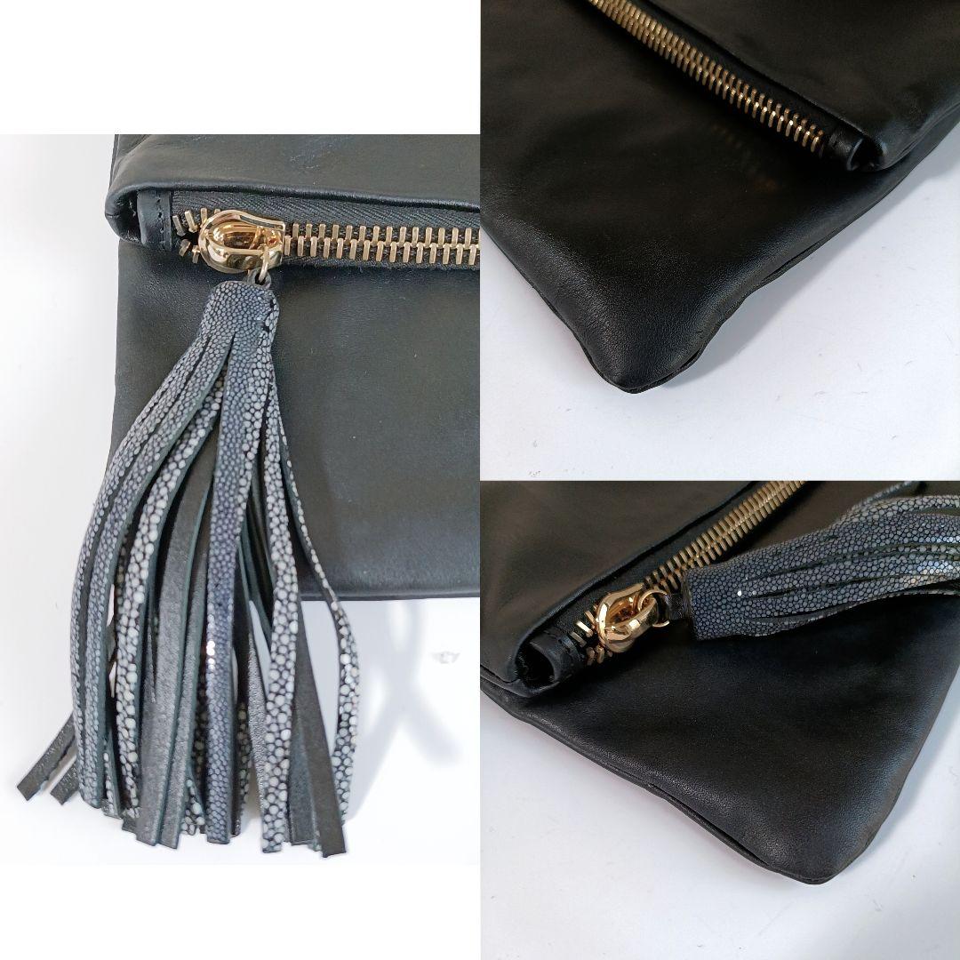 美品 アニヤハインドマーチ 斜めがけ可 ショルダーバッグ レザー　ブラック