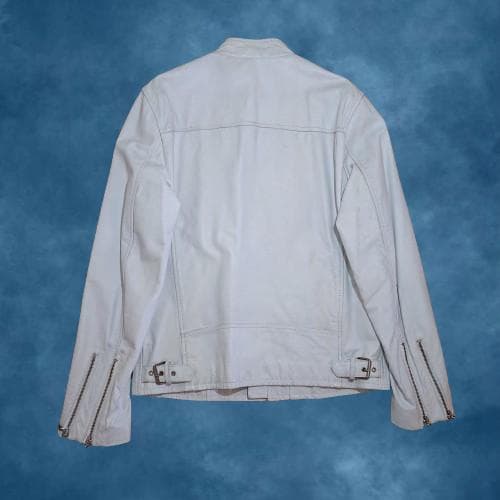 激レア　TAKA-Q　ライダースジャケット　シングル　Ｌサイズ　ホワイト　牛革