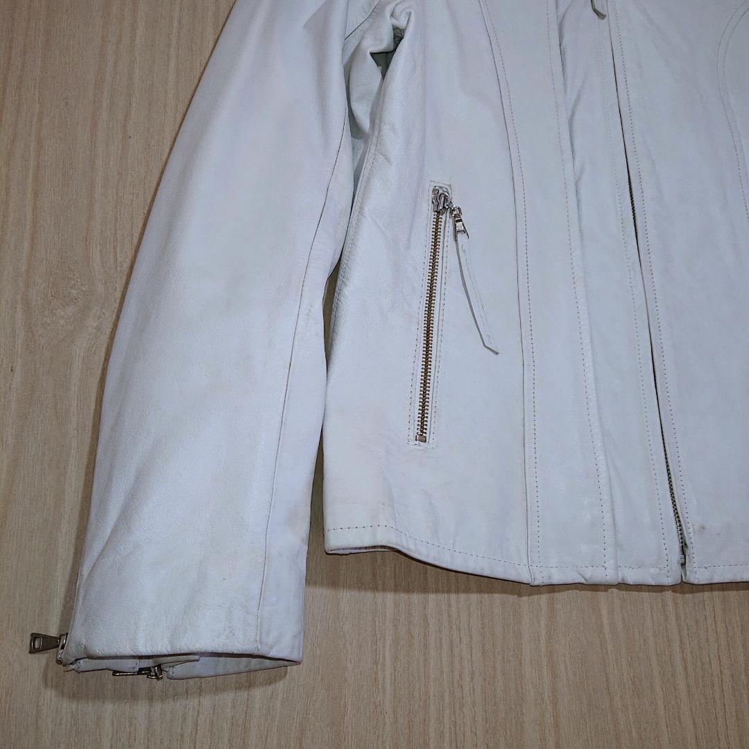 激レア　TAKA-Q　ライダースジャケット　シングル　Ｌサイズ　ホワイト　牛革