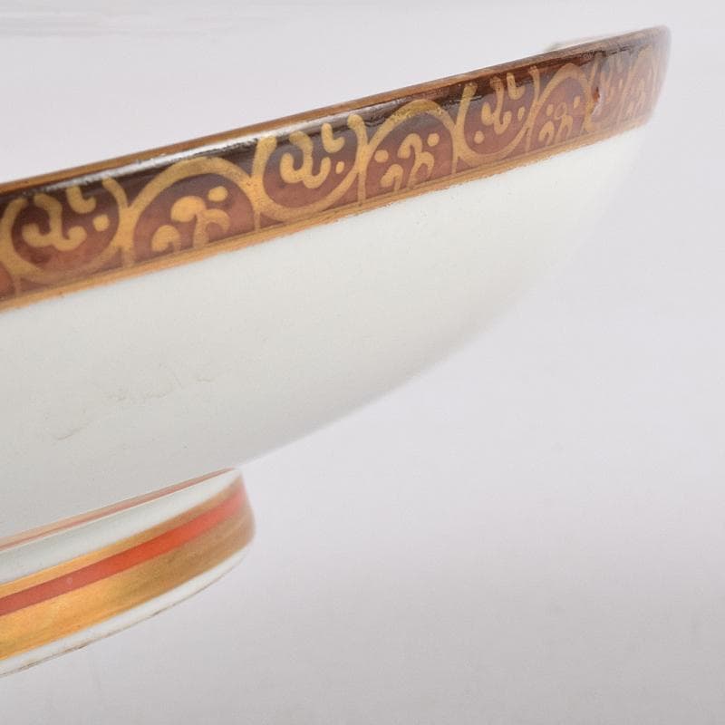 九谷焼　古九谷　色絵青粒金彩　桜牡丹文　飾皿　V　R8914