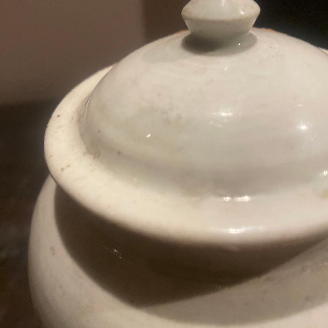 古伊万里白磁蓋付壺11cm16cm
