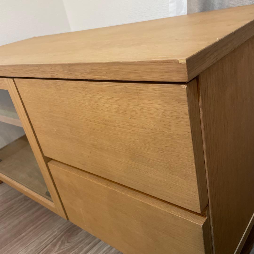 音*人様 無印良品 ナチュラルウッド テレビ台 ガラス扉付き　使用感あり