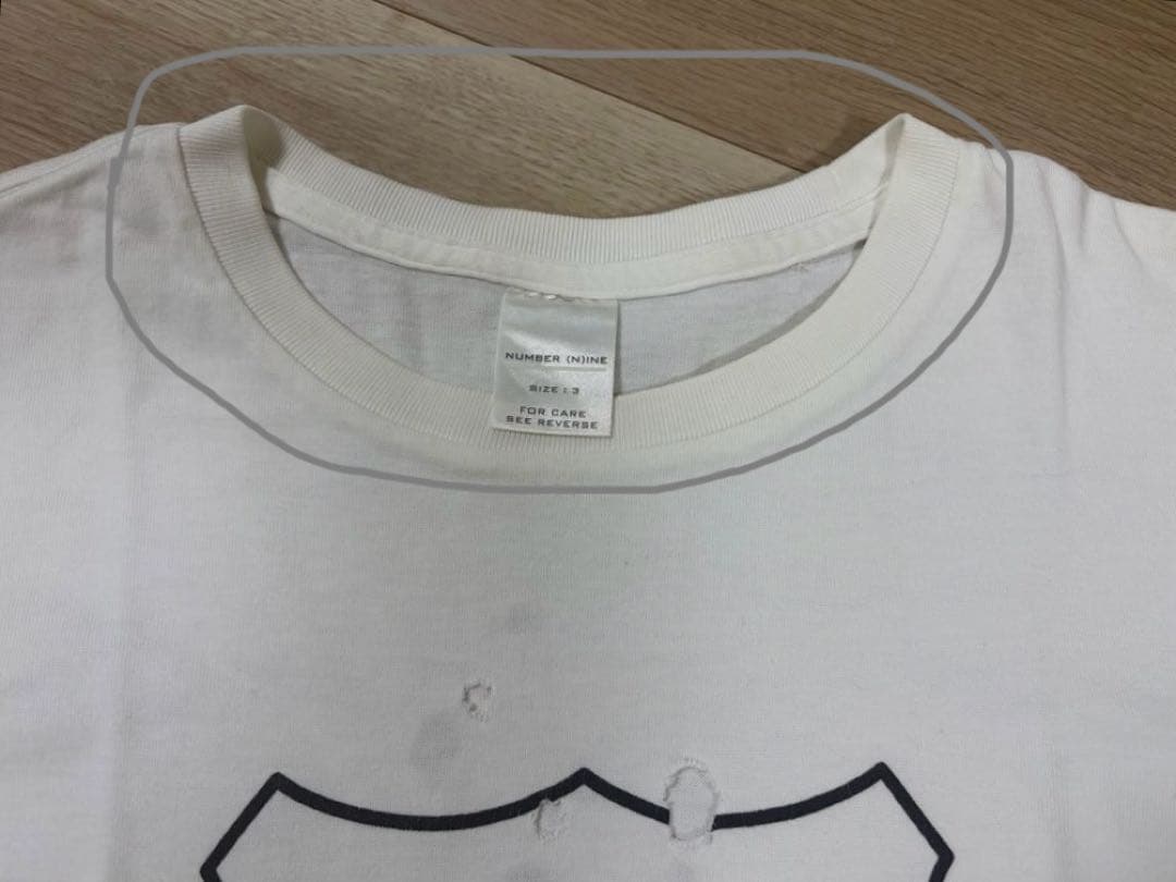 ナンバーナイン 名作 スタンダード期 エンブレムT 白 穴あき サイズ3