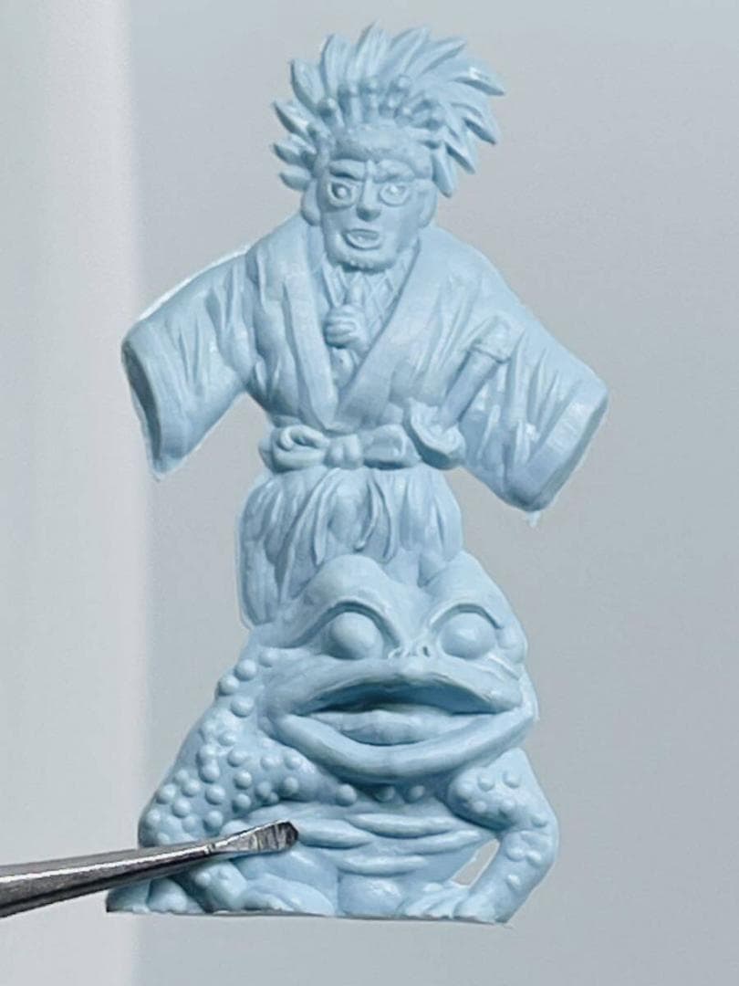 昭和レトロ 妖怪 ガマ仙人 蝦蟇忍者（水色） ポリ人形 当時物 パチ