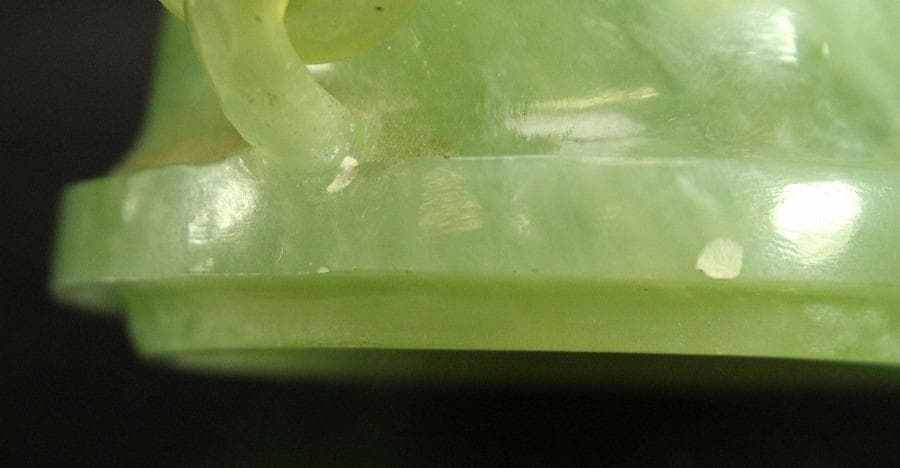 中国美術 玉石 緑石 香炉 台付(ZE497)