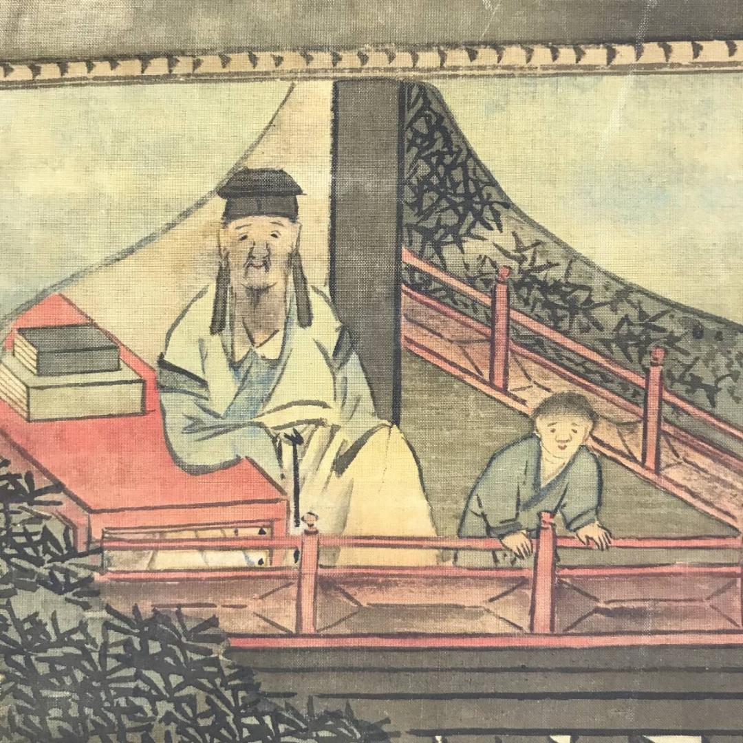 真作/谷文晁/蘭亭曲水図/山水人物図/山水図/掛軸/名家伝来AH-548