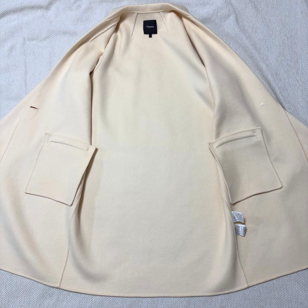 美品 Theory セオリー カシミヤ ウール チェスターコート アイボリー