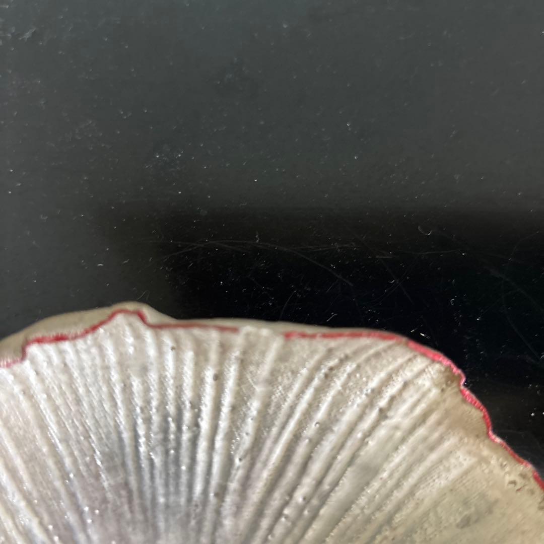 林みちよ　紅縁銀彩皿（No.9）　菓子皿　オブジェ　アート　茶道