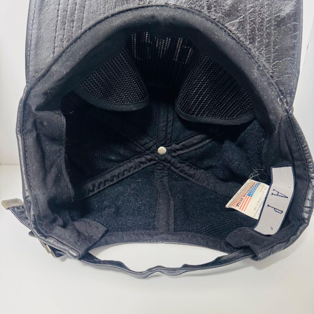 GAP レザーキャップ ブラック ビンテージ 90s 80s