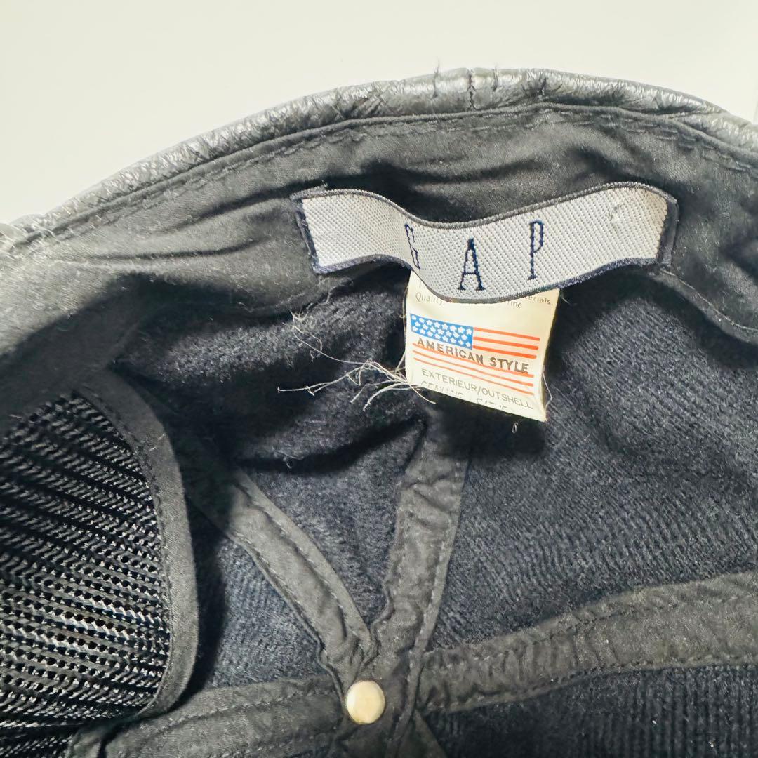 GAP レザーキャップ ブラック ビンテージ 90s 80s