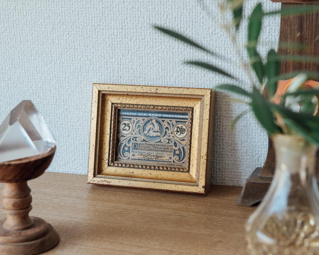 本物保証 アンティーク額装＋希少ノートゲルト2点セット ~北ドイツの歴史と芸術~