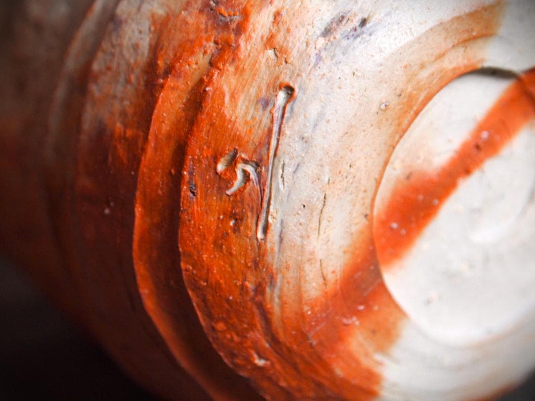 人気作家★川端文男【師：金重利右衛門】★備前《自然練り込み》湯呑み★共箱