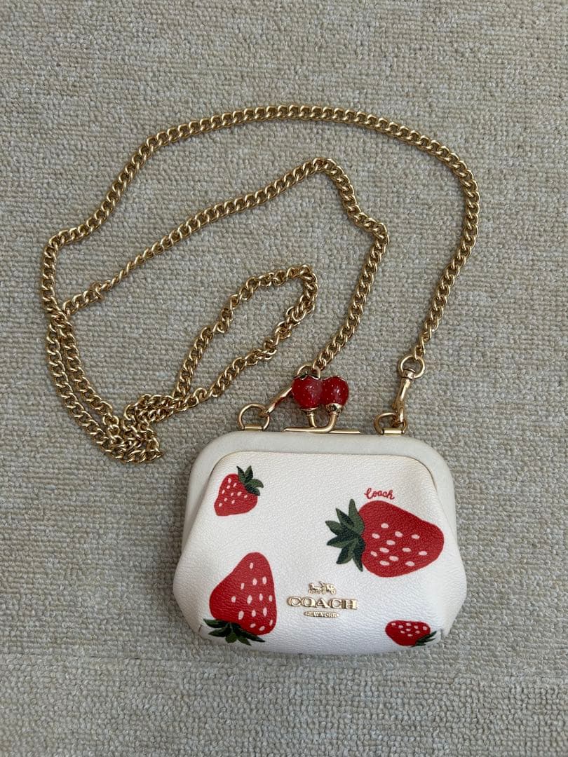 COACHコーチ 財布 がま口 ノラキスロックケース いちご