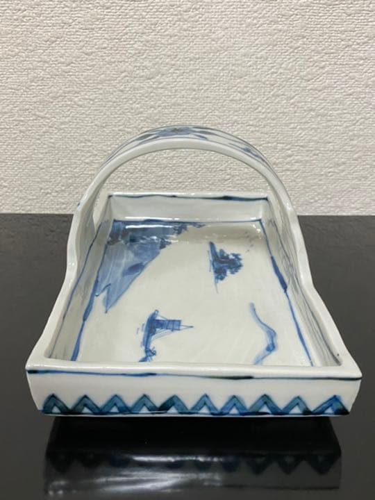 福珠窯　福田雅夫「白磁手付山水染付鉢」   茶道具