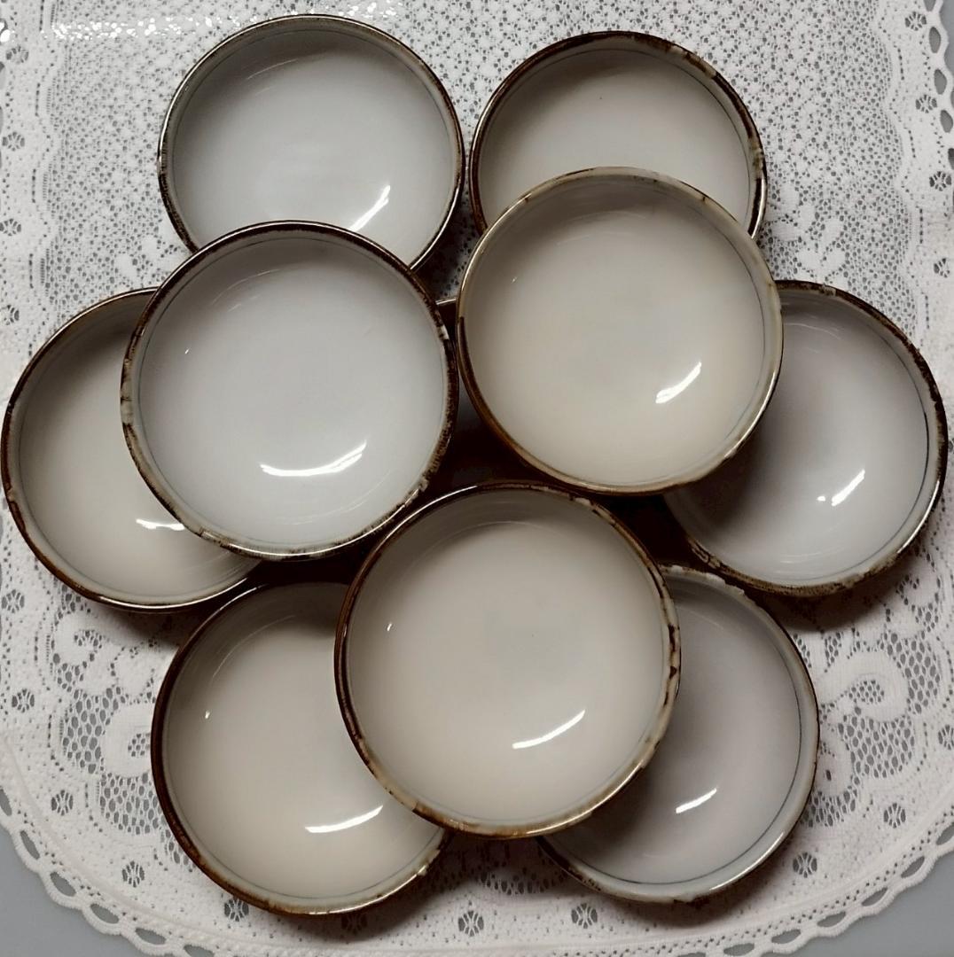 茶碗 10個セット 葉の模様 約10cm