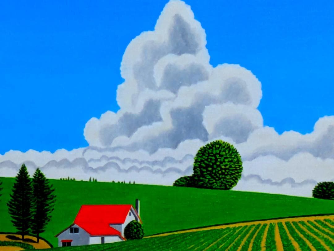 ★美瑛の夏雲・肉筆油彩画・F6キャンバス