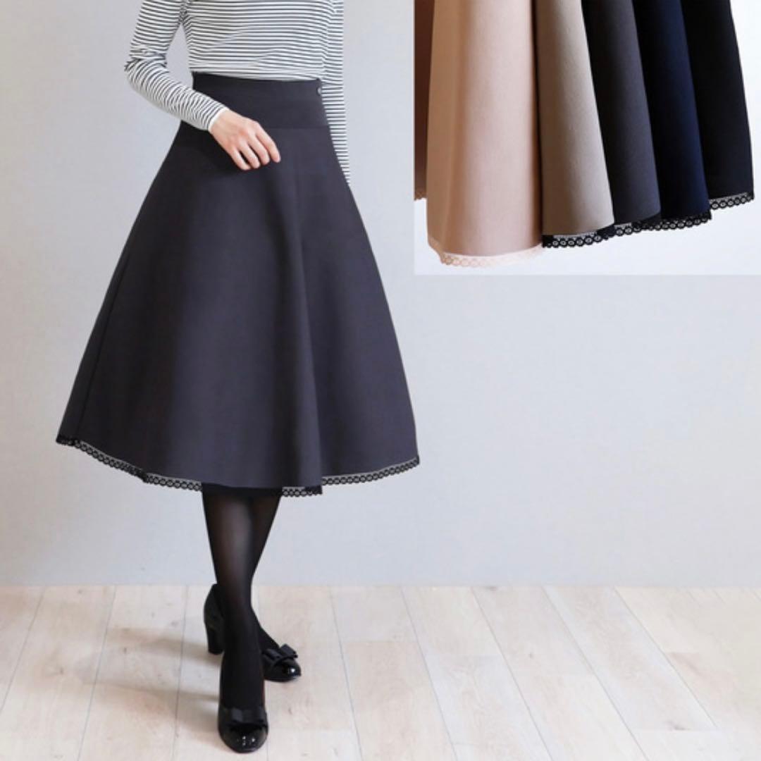 ジョリーミニョン　レース付き　ピンクベージュ　フレアスカート　40 L