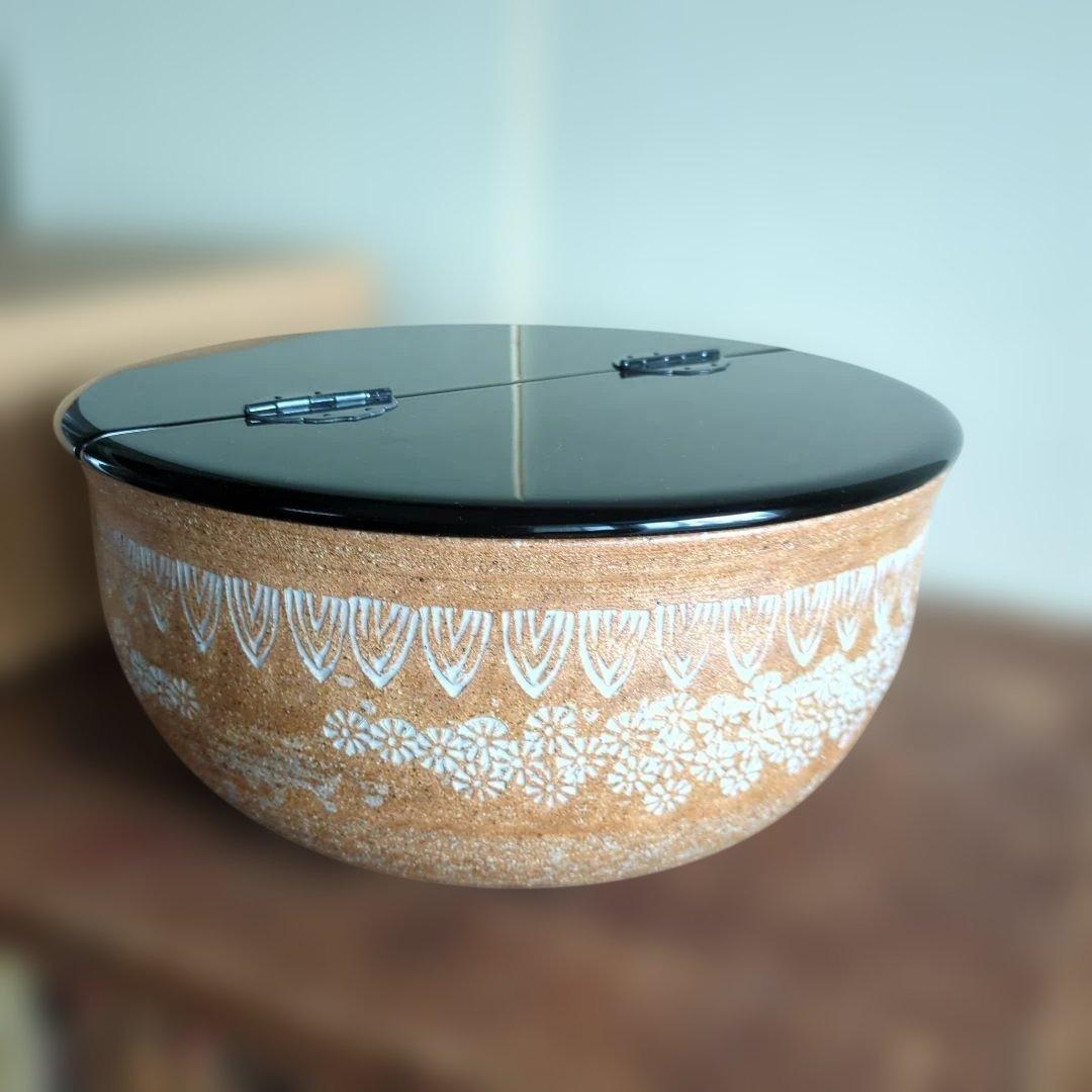 蓋付き水差し 平水指　信楽焼　割れ蓋　陶器　茶道具　茶道　紙箱