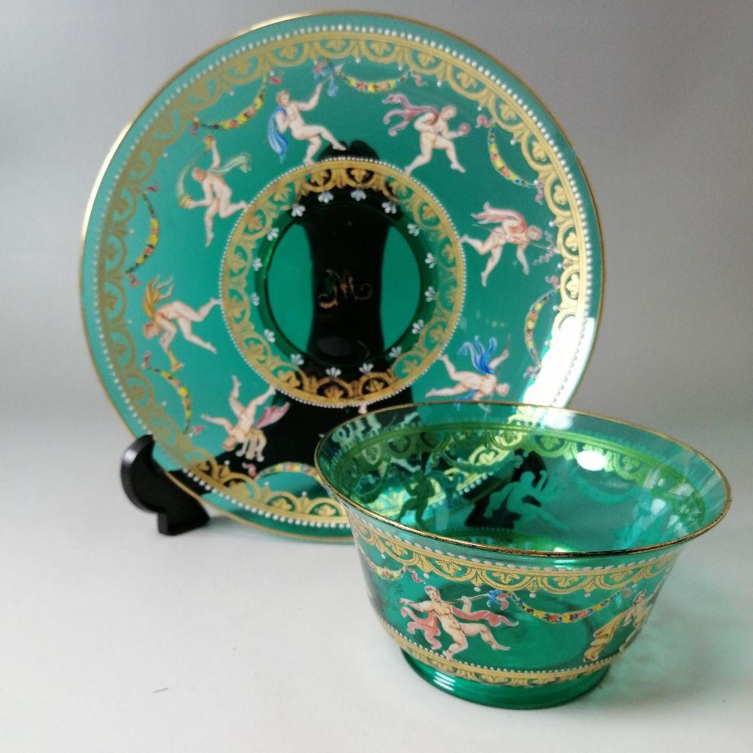 イタリア　ベネチアングラス　ヴェネツィア　ムラノ　エナメル彩　金彩　皿　ボウル