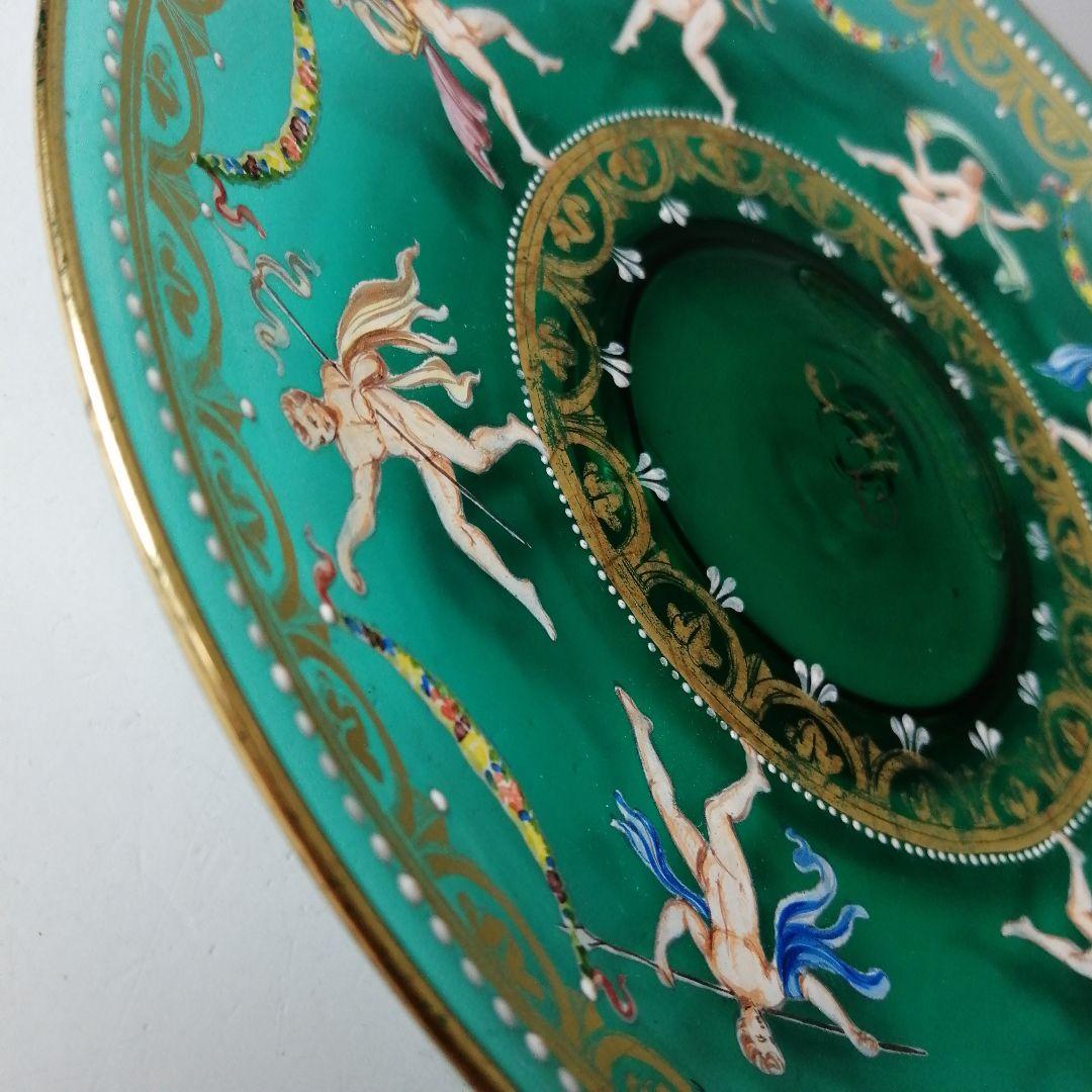 イタリア　ベネチアングラス　ヴェネツィア　ムラノ　エナメル彩　金彩　皿　ボウル