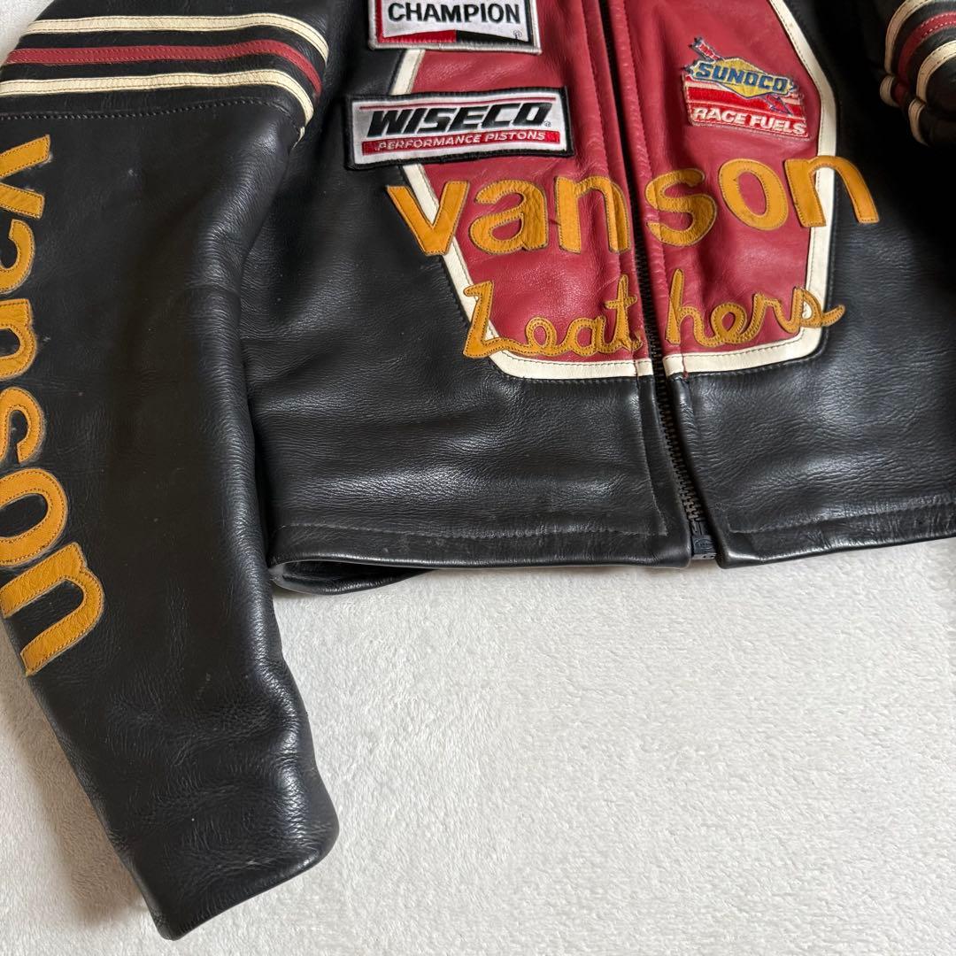 VANSONレザージャケット スター 本革 ブラック 38