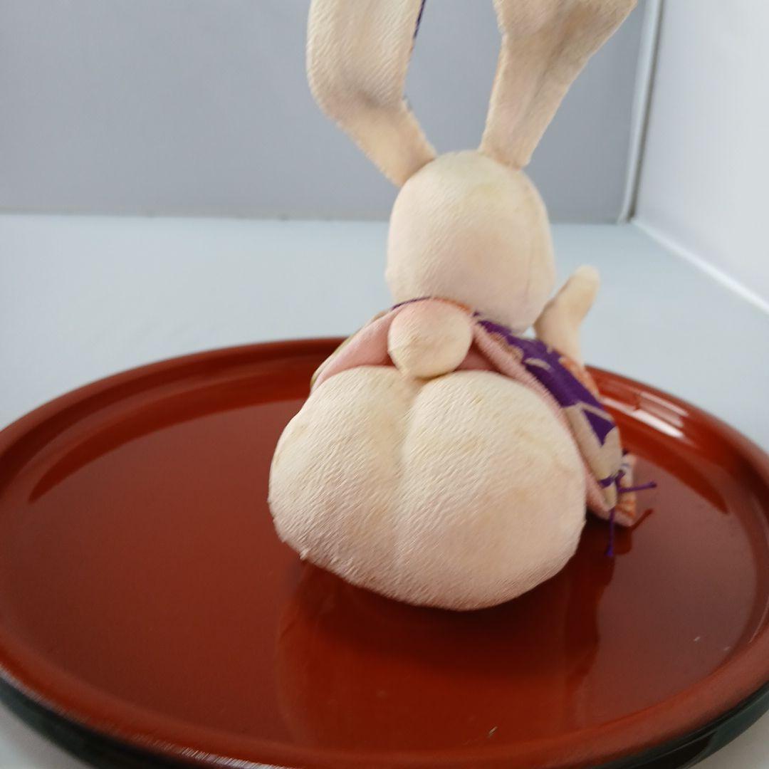 私の手作り/頬杖福耳ウサギ/古布ちりめん/お月見だんご付きセット