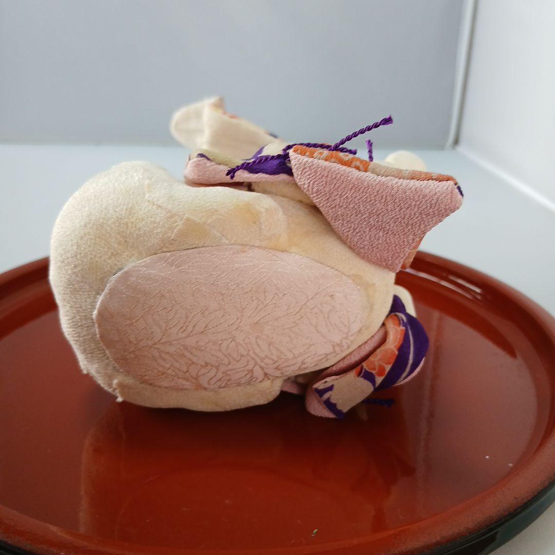 私の手作り/頬杖福耳ウサギ/古布ちりめん/お月見だんご付きセット