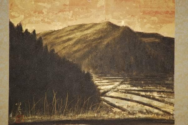 真作/渡会伊良子/信濃路図/桐共太巻箱付/布袋屋掛軸HD-155