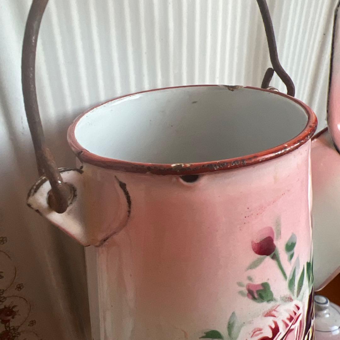 可憐♡アンティークホーロー　JAPY ウェディング　ピンク　ミルクポット