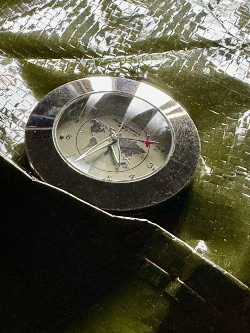 起動中エールフランス公式　旅行時計　AIRFRANCE ポリッシュ済純銀貼り