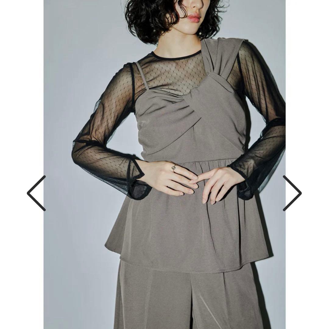 アシンメトリービスチェ&ワイドパンツセットアップ インナー付 niana