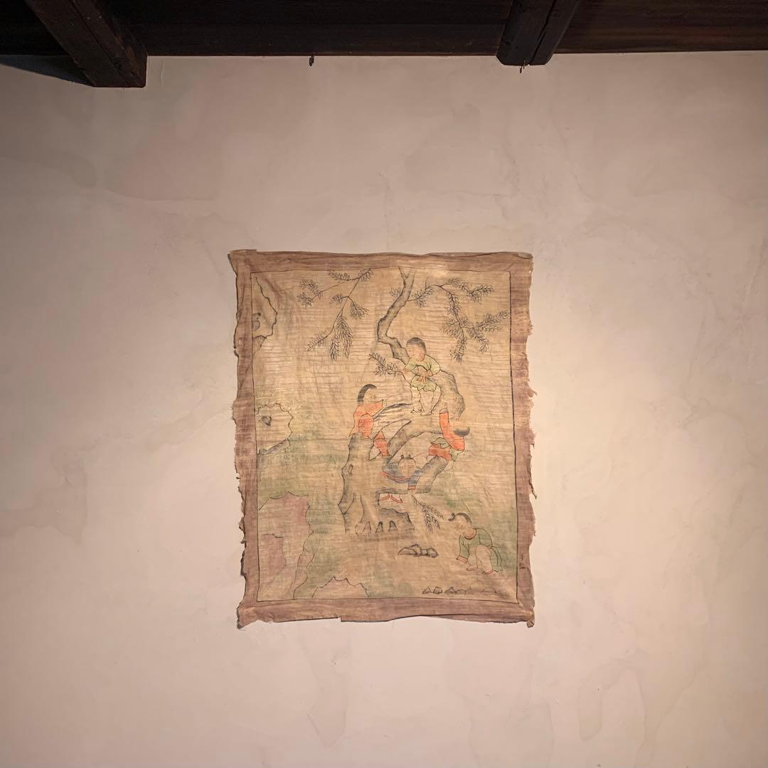 古い 襖絵 古道具 アンティーク 古美術 民画 絵画