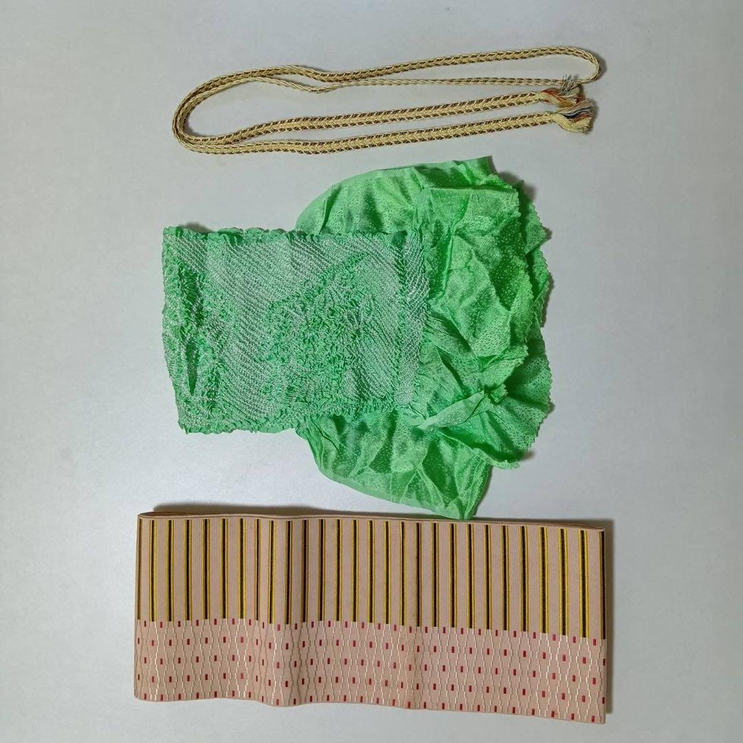 未使用近い　美品　袷　正絹　大島紬系　紬　白紬　小紋　フルセット