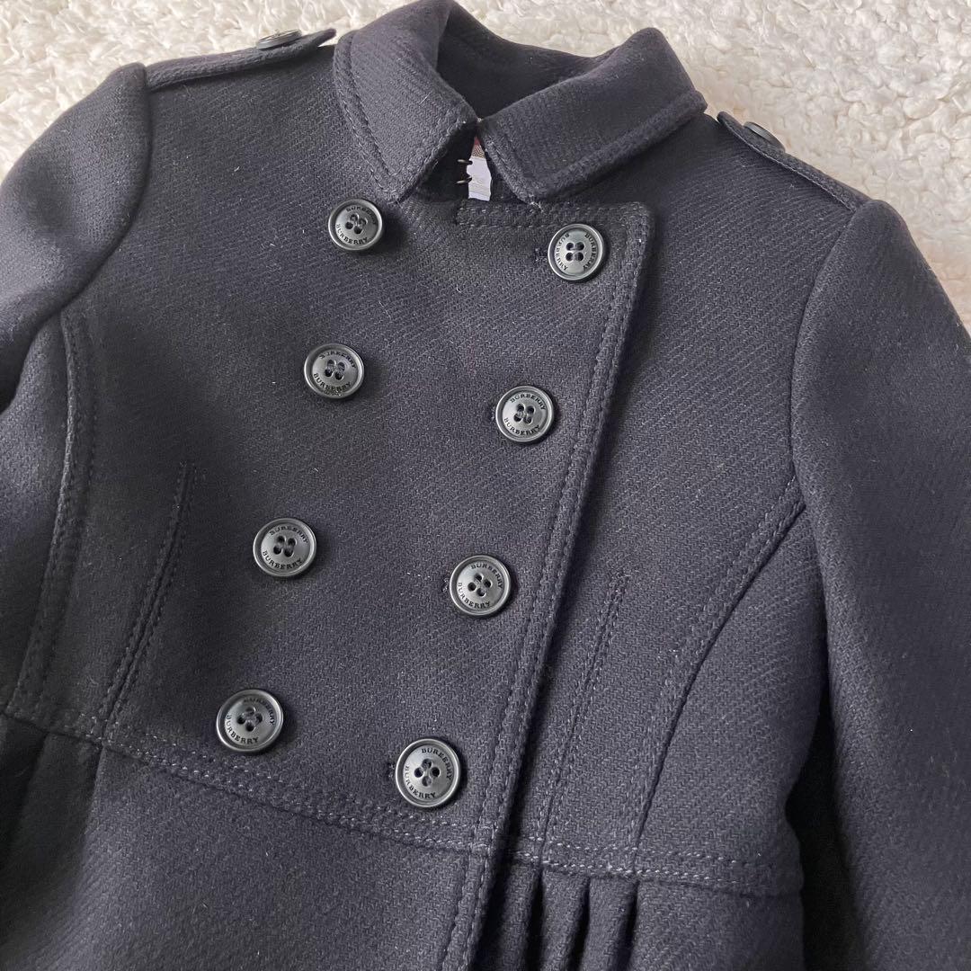 【美品】バーバリー チルドレン　カシミヤ&羊毛混 Pコート　ノバチェック　110