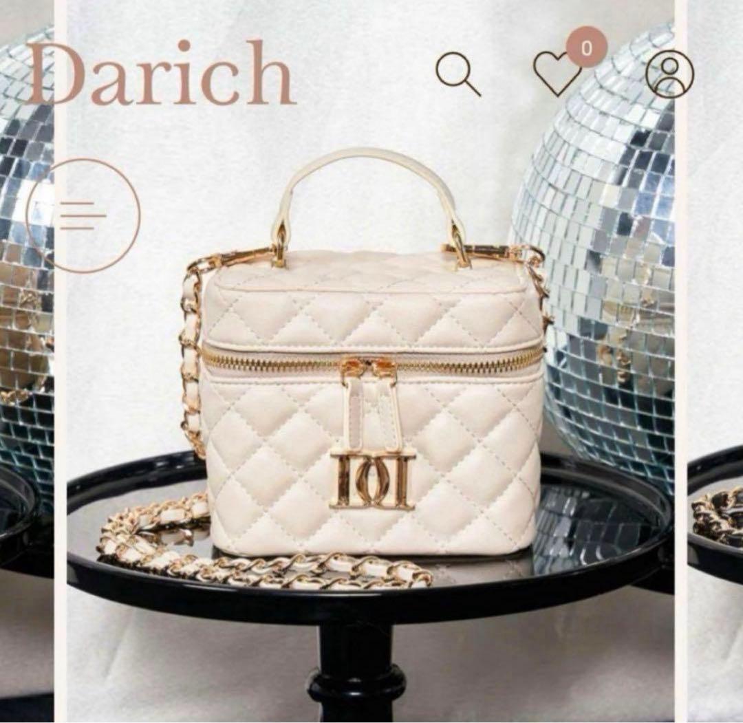 Darich キルティング バニティ バッグ ホワイト　ゴールドパーツ