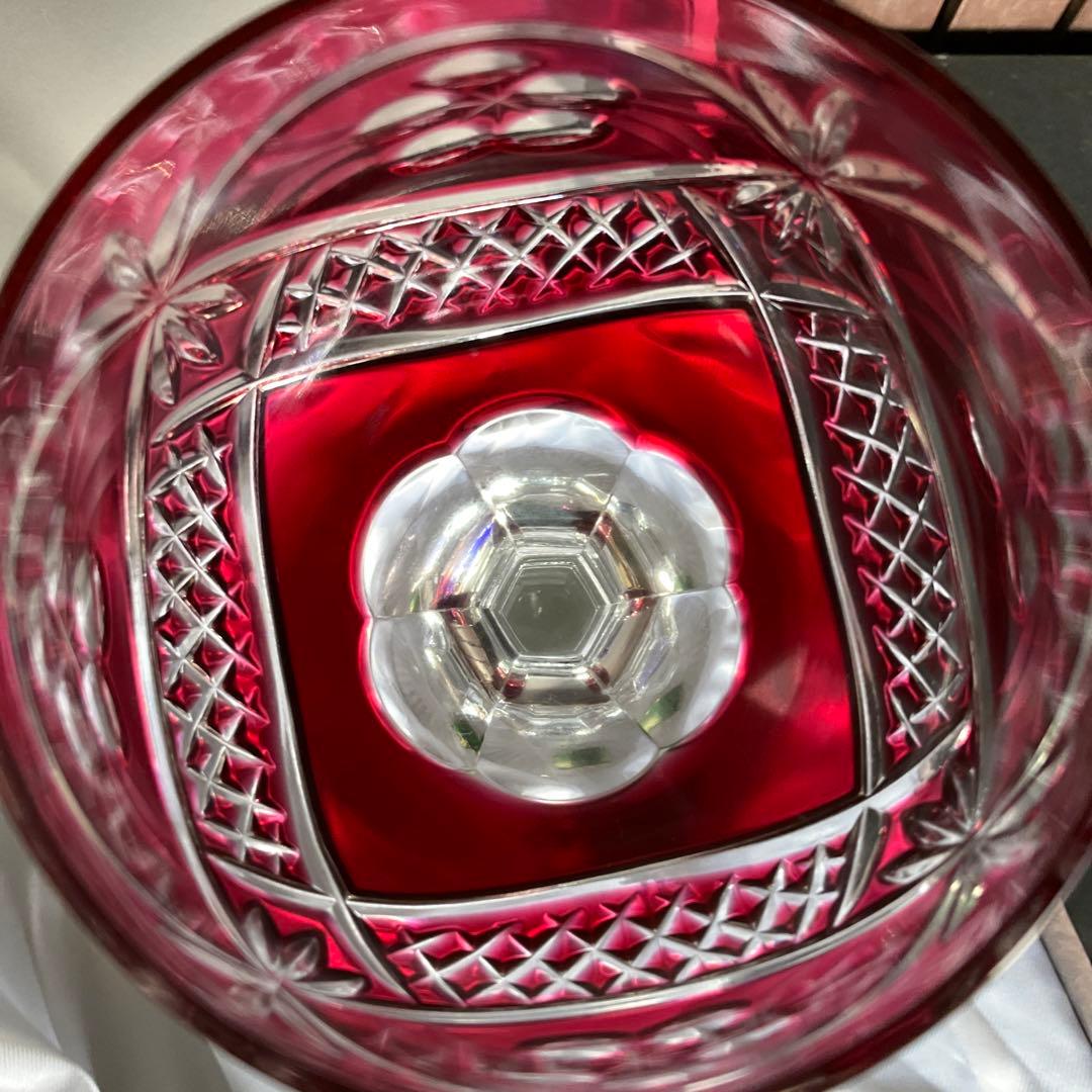 のわ　旧東独製　カメイガラス　被せ切子　クリスタルドナウ　ペアグラス