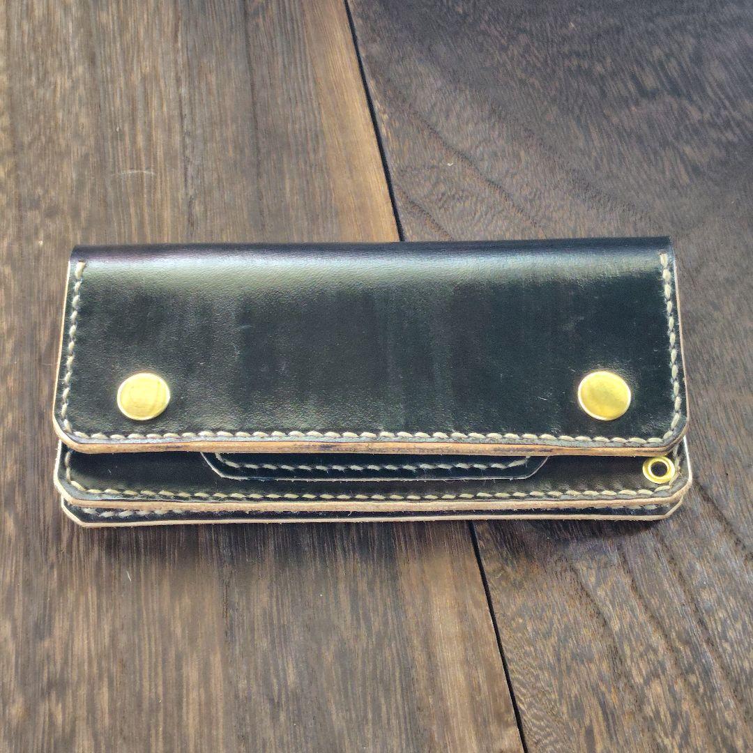 トラッカーウォレット 手染め 顔料仕上げ 2層